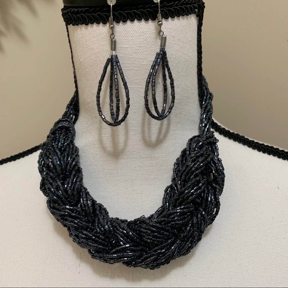 Triple Braid Necklace & Earring Set